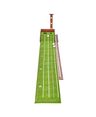 Golf Putting Mat Indoor 2-Hole Green with Ball Return Alignment Guide and Base