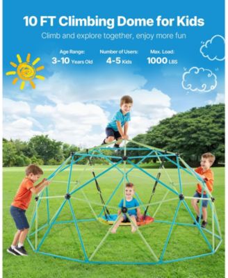 10FT Kids Climbing Dome 1000 LB Capacity with Saucer Swing