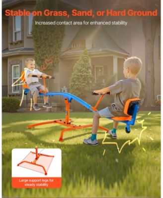Heavy-Duty Kids Seesaw with 300 lbs Capacity, 360&deg; Rotation & Safety Handles