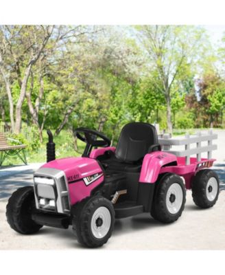 12V Ride on Tractor with 3-Gear-Shift Ground Loader for Kids 3+ Years Old