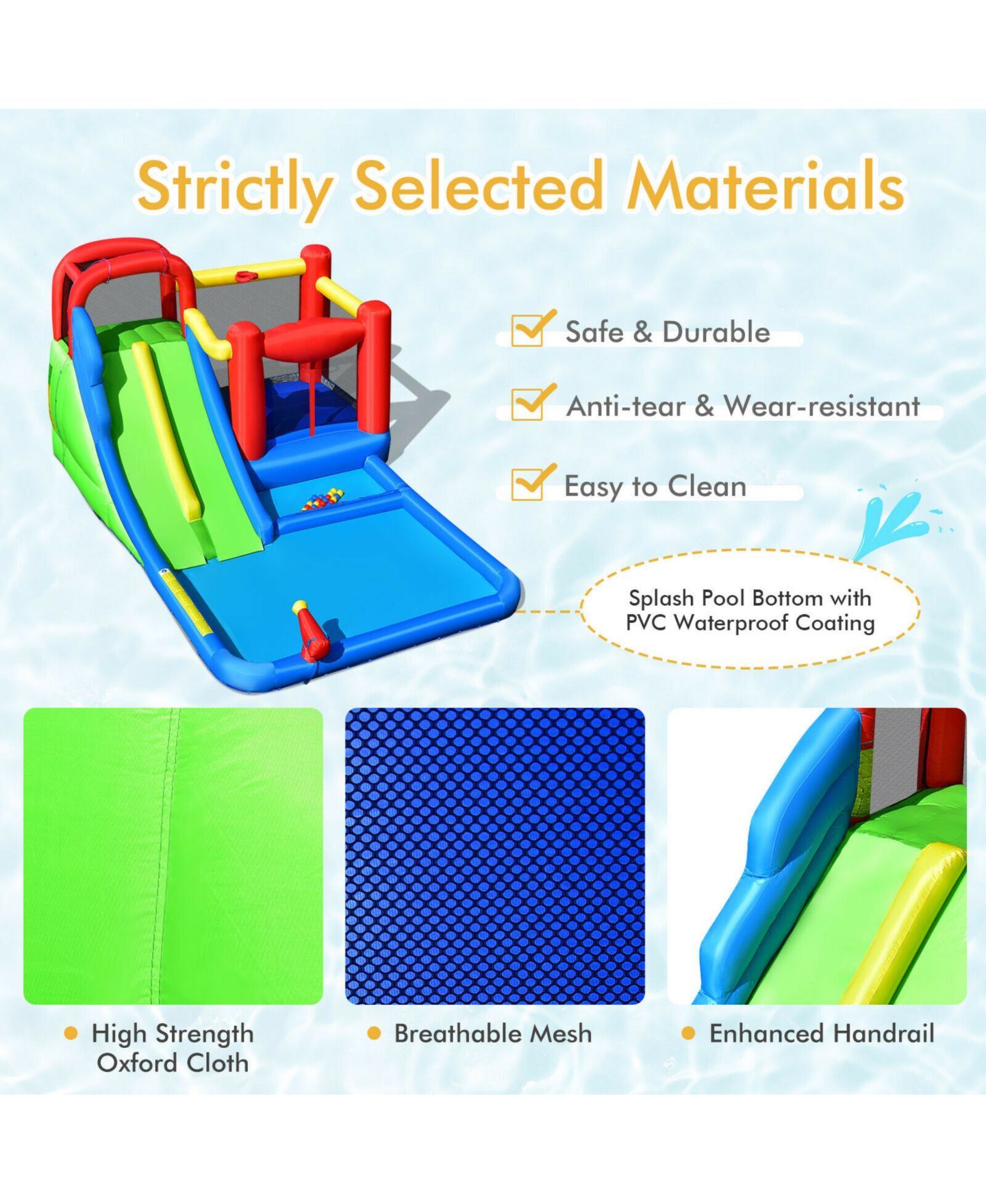 Детская игрушка SKONYON Inflatable Water Slide Bounce House, Ages 3+, цвет: Синий — фото 7