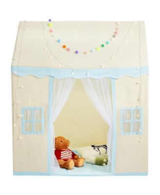 Kids Play Tent with Mat & Lamp, Castle Design, Beige