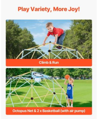 10FT Kids Climbing Dome 1000 LB Capacity with Octopus Net and Basketballs