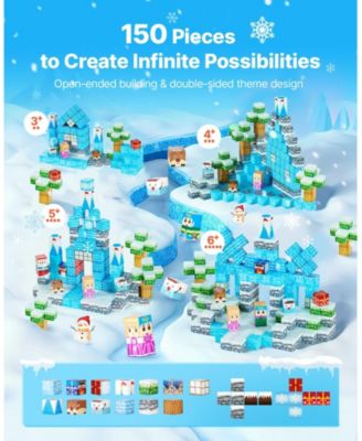 150-Piece Magnetic Blocks, Glacier Castle STEM Toy for Kids
