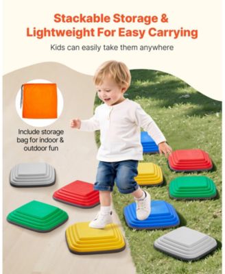 10-PC Large Balance Stepping Stones Set, Non-Slip 220 lb Capacity