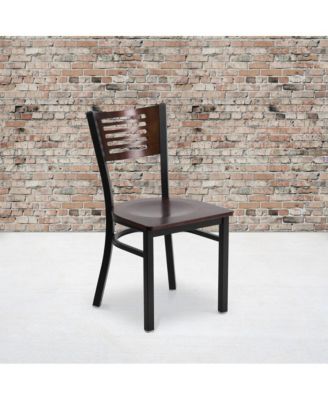 2 Pack Decorative Slat Back Metal Restaurant Chair