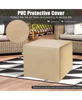 28 Inch 40000 BTU Square Fire Pit Table with Lid and Lava Rocks