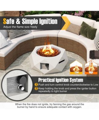 28 Inch 40000 BTU Hexagon Terrazzo Propane Fire Pit Table with Stainless Steel Burner