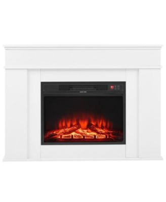 43" Freestanding Electric Fireplace Stove Heater with Mantel 1500W White