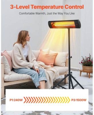 1500W Infrared Space Heater with 3 Heat Settings & Remote Control