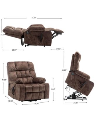 Velvet Lift Recliner with Heat and Massage Lift Sofa Chair with 2 Pockets, 2 Cup Holder, 2 Remote