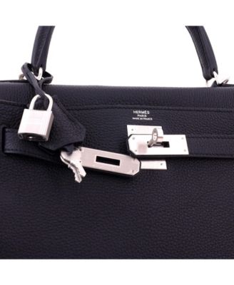 Kelly 28 Handbag Black Togo with Brushed Palladium Hardware