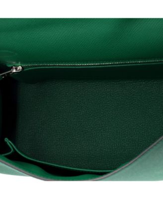 Kelly 25 Handbag Green Epsom with Palladium Hardware