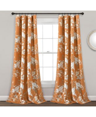 Lush Decor Botanical Garden Light Filtering Window Curtain Panels Pair 52"W x 84"L Navy Floral Curtains for Living Room - Farmhouse Curtains