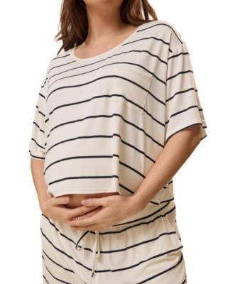 Maternity Aria Casual Short Sleeve Cropped Top Limited Edition Color