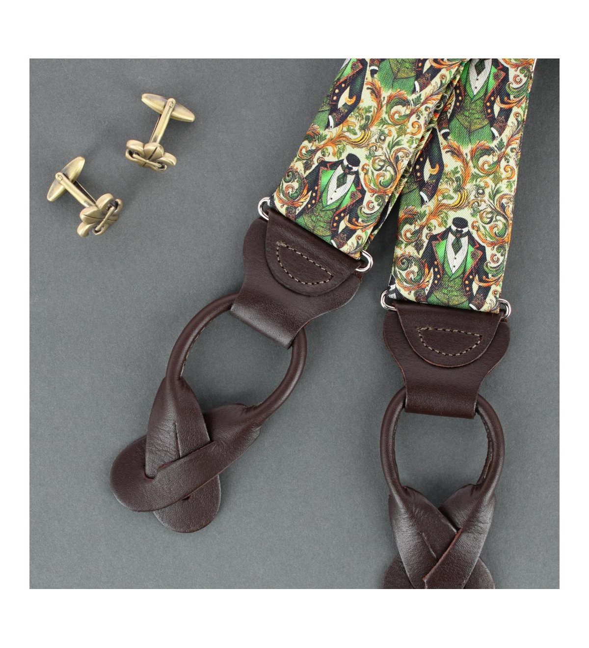 Trafalgar Men's Shall We Dance Silk Novelty Button End Suspenders