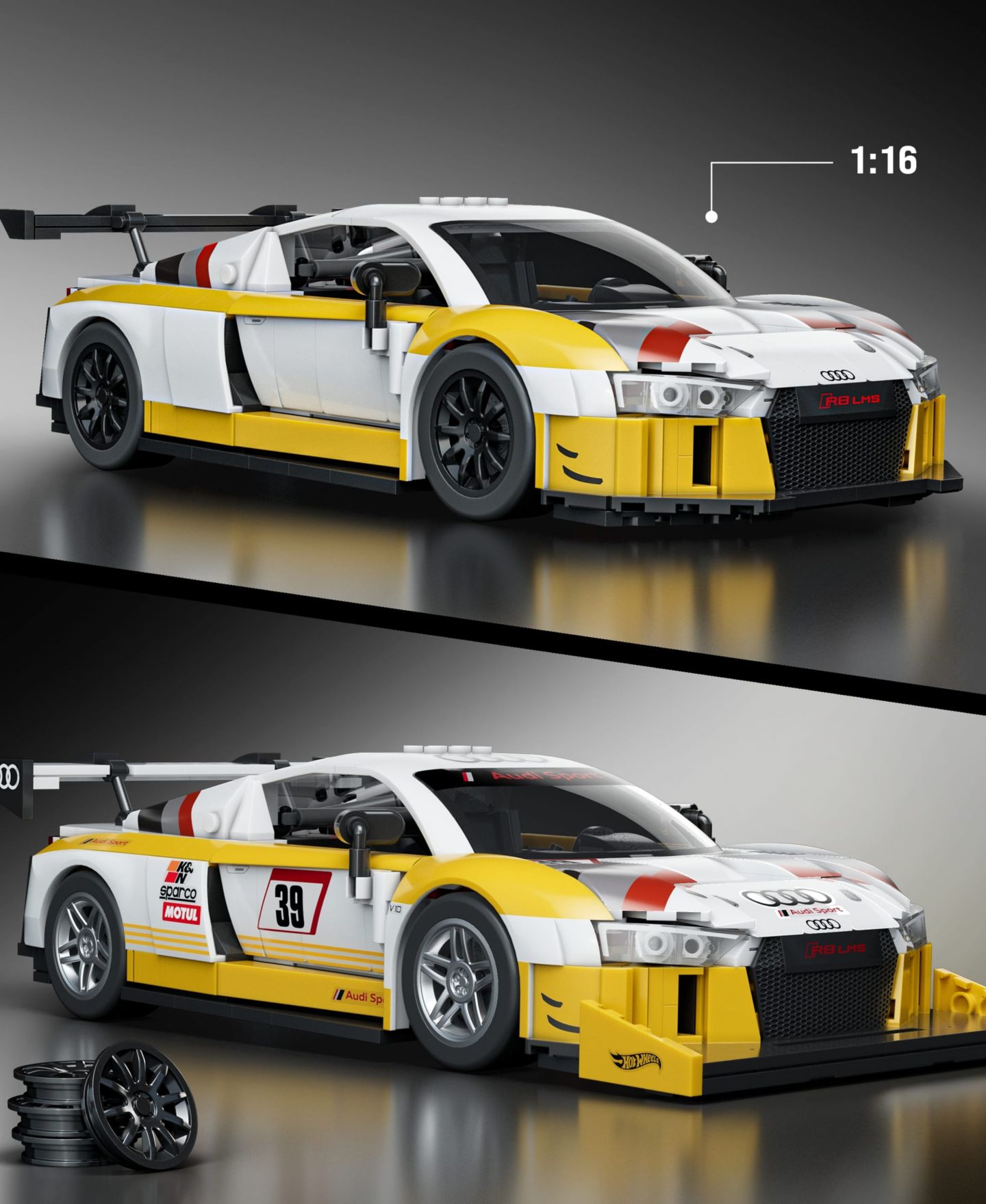 Детский конструктор Mattel Brick Shop Audi R8 LMS Elite 820-Piece Building Set, Ages 10+ — фото 3