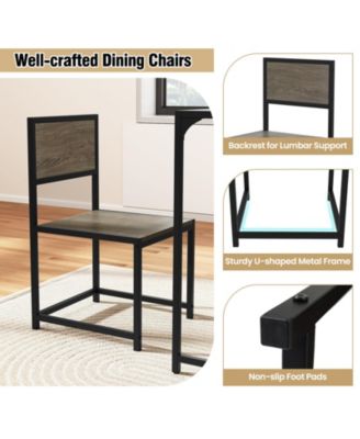 3 Piece Dining Set with Compact Table and 2 Chairs, Metal Frame