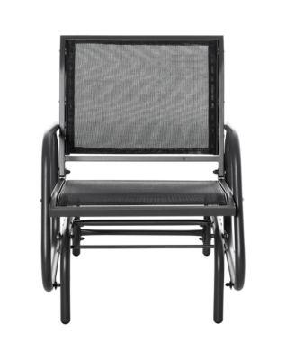 Black Outsunny Porch Glider Metal Frame Mesh Fabric Curved Armrests Steel Frame for Garden Poolside Backyard Balcony