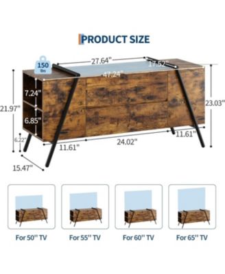 2-Drawer TV Stand with U-Shaped Metal Base, Sturdy & Stylish, Fit Up to 60 Inch TVs, Living Room/Bedroom