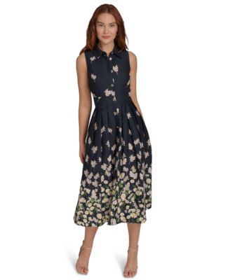 Women's Daisy-Print Cotton Shirtdress