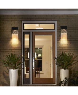 2-Pack Outdoor Wall Light Fixture, Weatherproof LED Wall Sconce with Bubble Crystal and Light Sensor