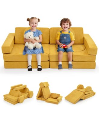 Kids 14-Piece Modular Play Couch Set for Playroom or Bedroom