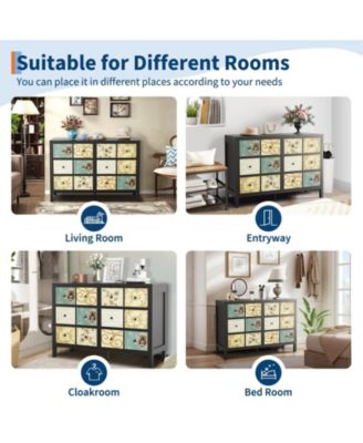 6 Drawers Dresser for Bedroom, Wooden Farmhouse Dresser with Metal Handle