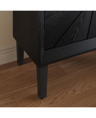 60" Rustic Farmhouse Wood Credenza with Symmetrical Sunburst Doors