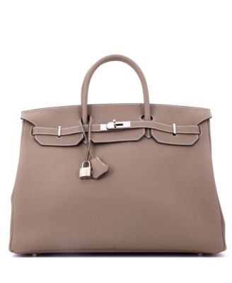 Birkin 40 Handbag Grey Togo with Palladium Hardware