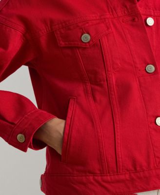 Women's Denim Wedge Spread Collar Trucker Jacket