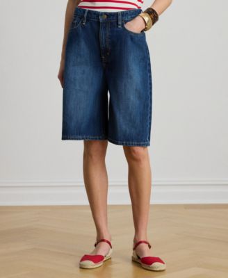 Women's Denim Wide-Leg Bermuda Shorts