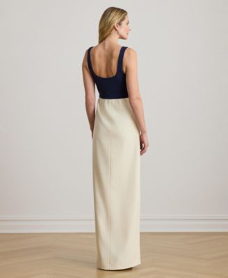 Women's Two-Tone Ottoman & Crepe Sleeveless Gown