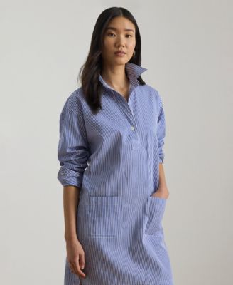 Women's Striped Collared Shirt Dress