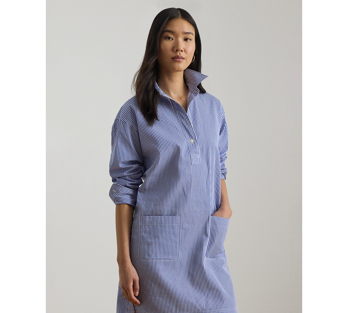 Lauren Ralph Women's Striped Collared Shirt Dress