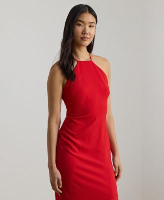 Women's Double-Faced Crepe Halter Gown