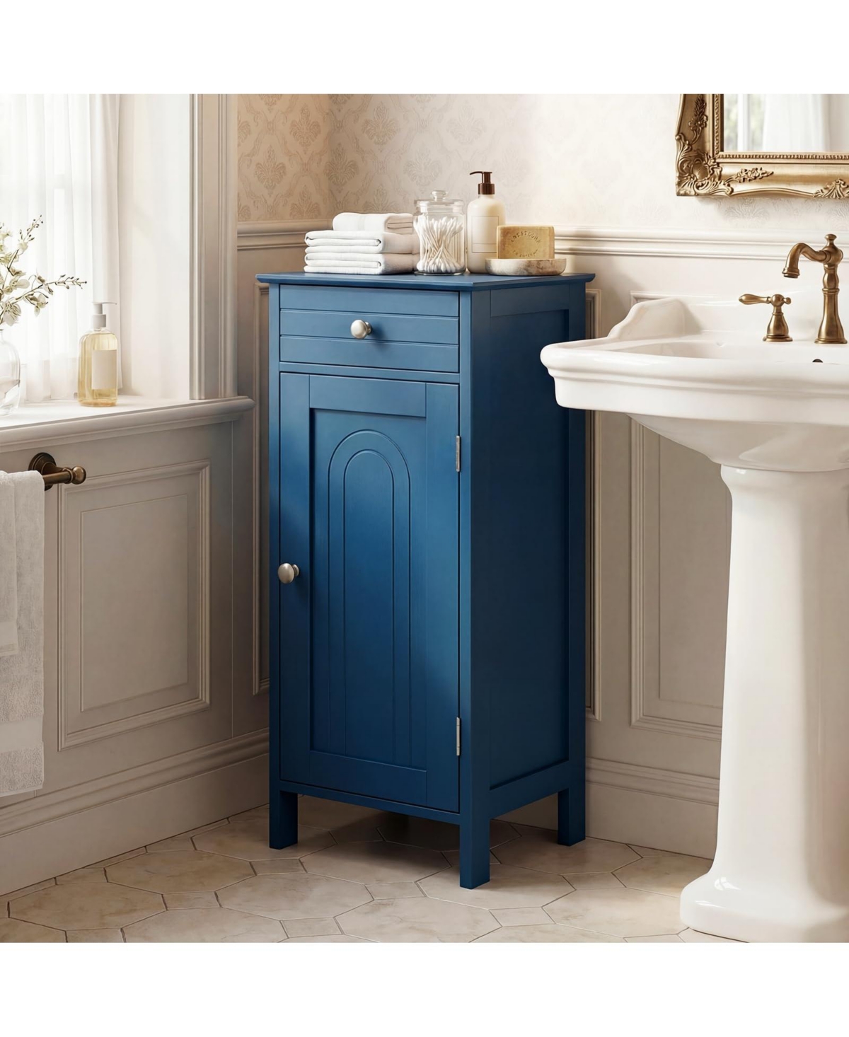 Volenca Wood Freestanding Floor Storage Cabinet with Drawer and Shelf