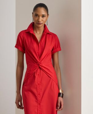 Women's Twist-Front Collared Shirt Dress
