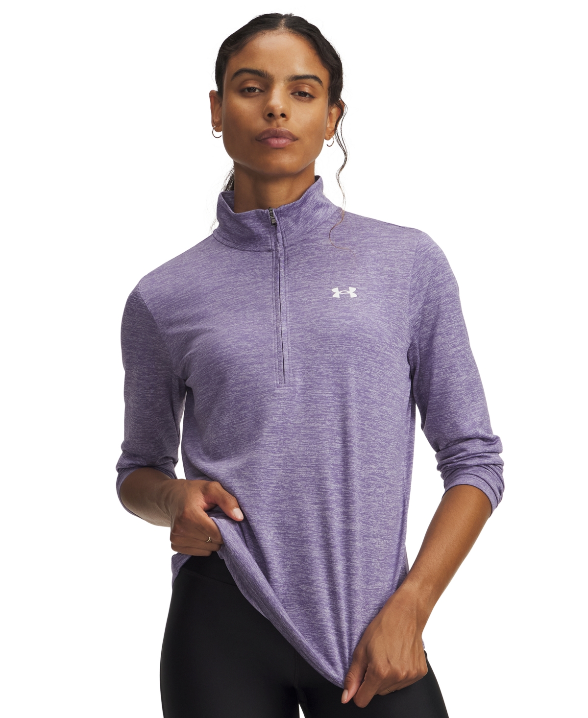 Under Armour Women's Twist Tech Quarter-Zip Logo Top - Purple Luxe/White