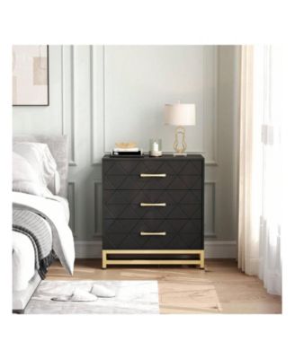 White 3-Drawer Wood Dresser, Bedroom Nightstand Storage Chest Organizer for Closet Clothes