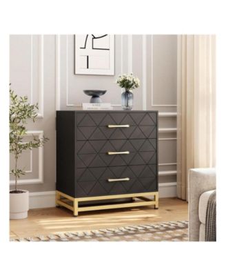 White 3-Drawer Wood Dresser, Bedroom Nightstand Storage Chest Organizer for Closet Clothes