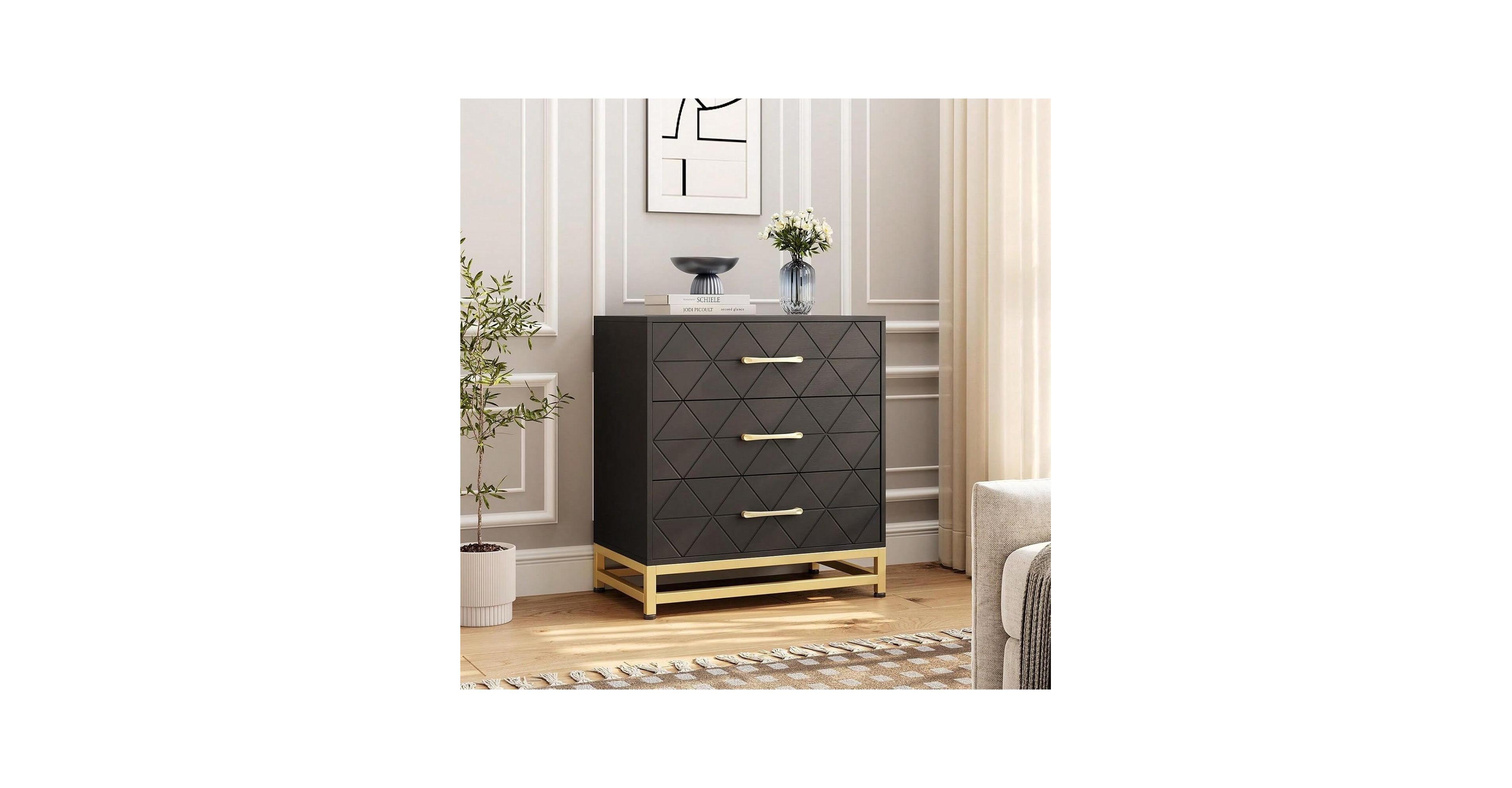 gaomon White 3-Drawer Wood Dresser, Bedroom Nightstand Storage Chest Organizer for Closet Clothes