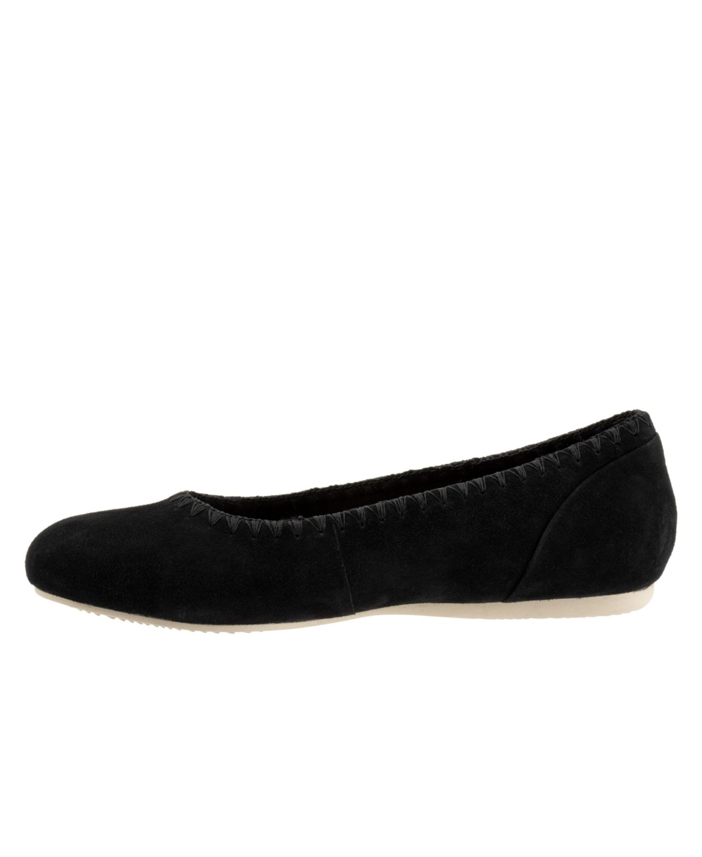 Женские балетки SoftWalk Sonoma Embroidery Flat, цвет: Чёрный замшевый — фото 6