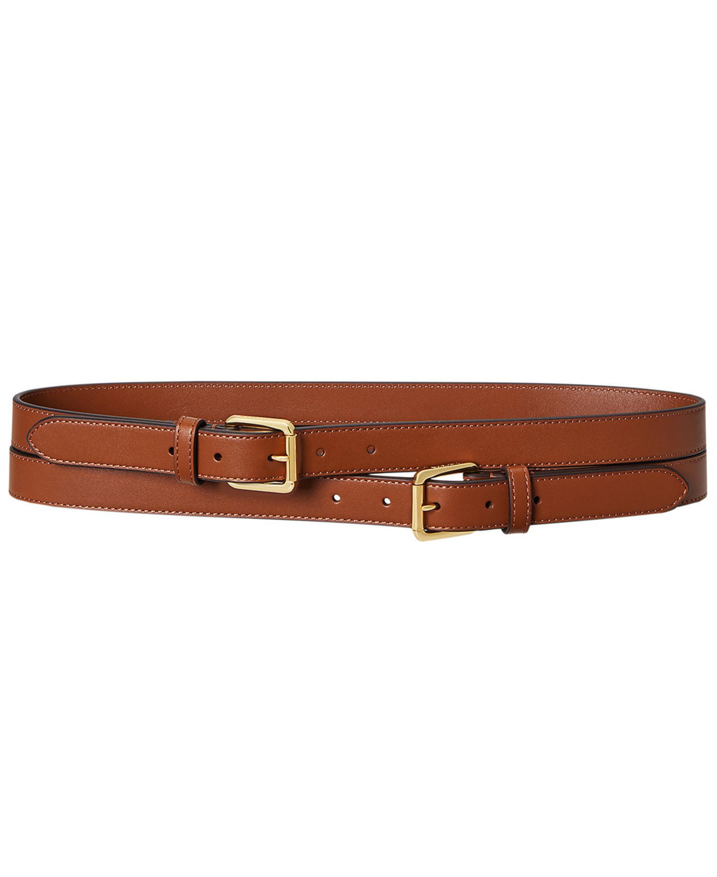 Женский ремень Lauren Ralph Lauren Double-Buckle Stacked Wide, цвет: Рыжевато-коричневый — фото 1