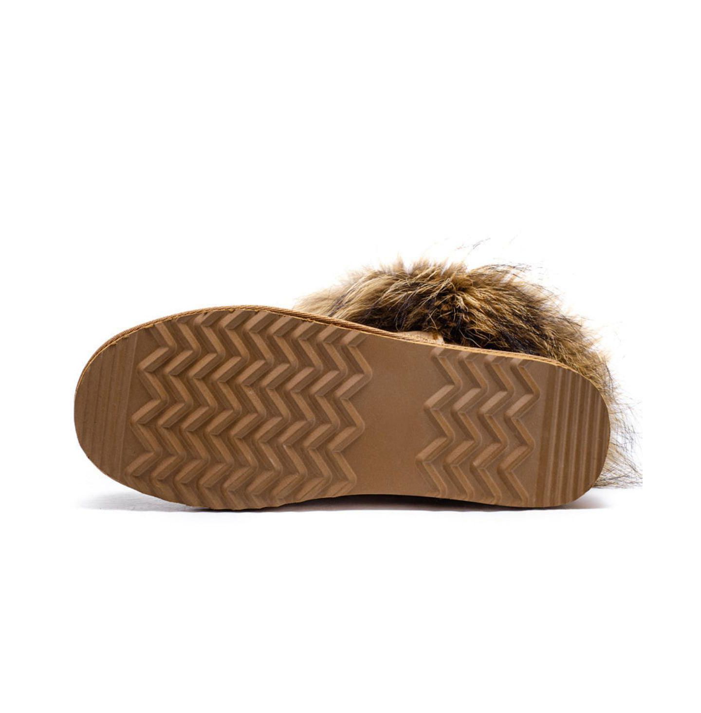 Женские ботинки PAZSTOR Shearling and Raccoon Hair Boots CY2469, цвет: Каштановый — фото 3