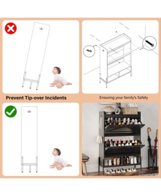 Shoe Storage Cabinet with 2 Flip Drawers, Freestanding Shoe Organizer for Entryway, Hallway