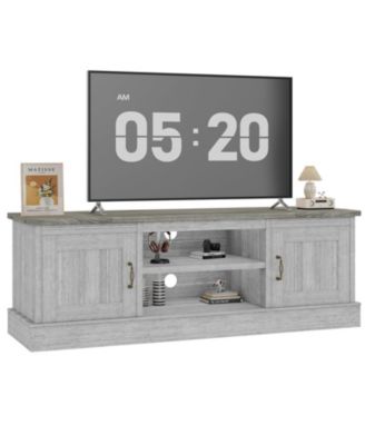 Farmhouse Rustic Wood TV Stand for 65 Inch TVs, Entertainment Center with Storage Cabinets Modern Console