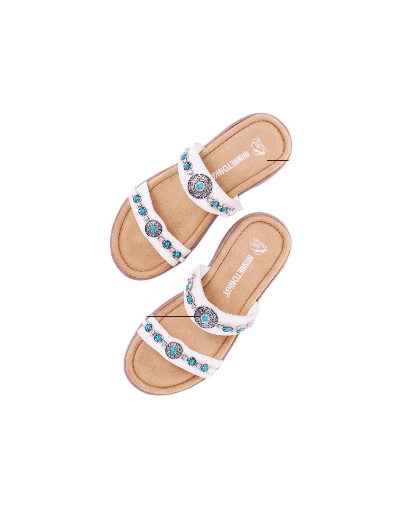 Женские сандалии Minnetonka Brenn Embellished Slide, цвет: Белый — фото 3