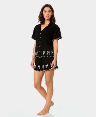 Women's Scalloped Embroidery Cover-Up Shirt