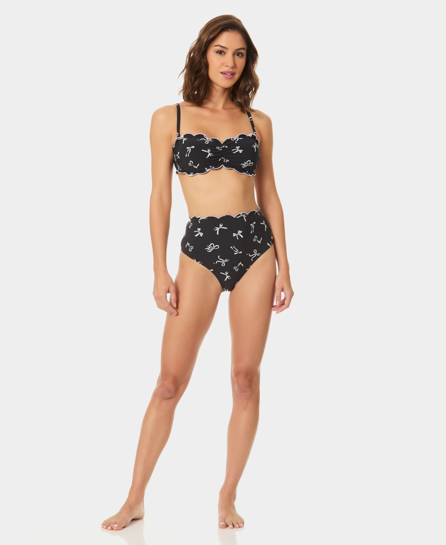 Women's Scallop Contrast Bandeau Bikini Top